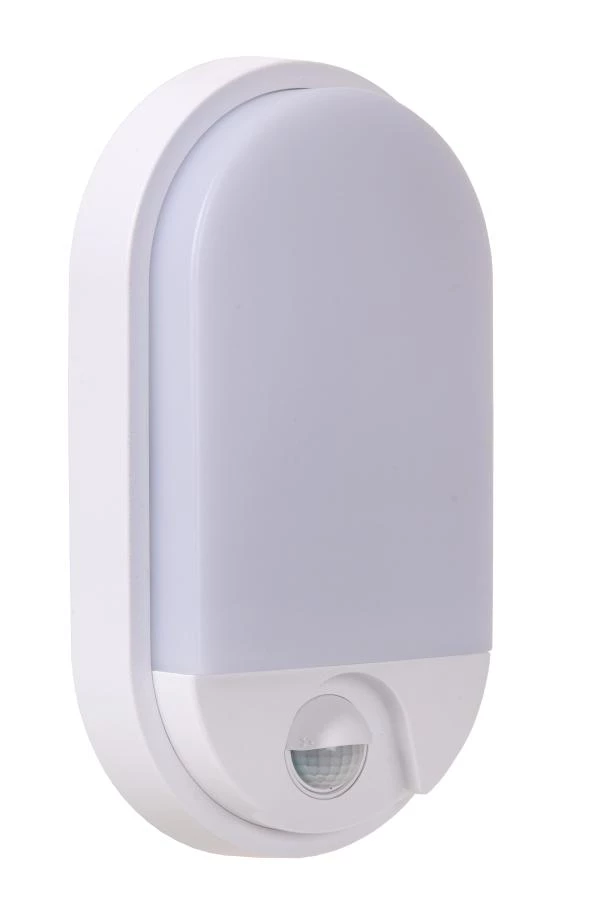 Lucide HUPS IR - Applique murale Intérieur/Extérieur - LED - 1x10W 3000K - IP54- Détecteur De Mouvement & Jour/Nuit - Blanc - éteint